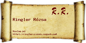 Ringler Rózsa névjegykártya